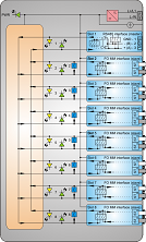 CMU100-2_5_6_6_6_6_6_6_6-12 RS485 to 7x Multimode Fiber Optic converter star coupler schematic